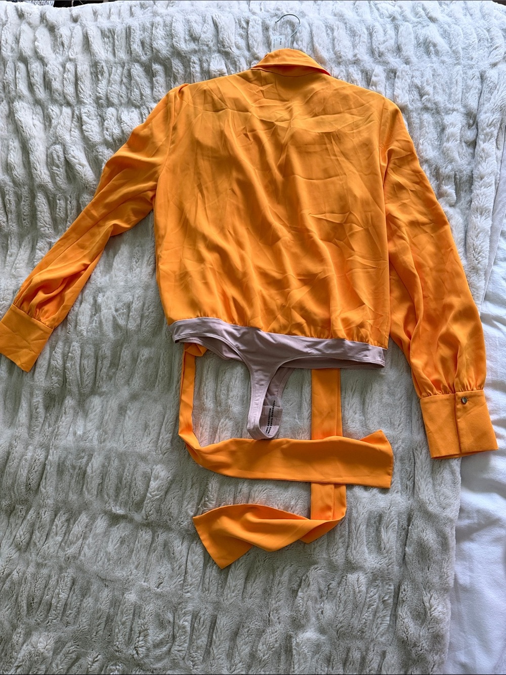 Amanda Uprichard Orange Tie-Front Bodysuit Sz. L - Picture 4 of 5